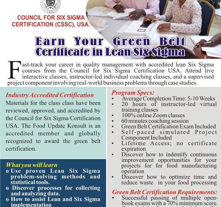 Earn Your Green Belt Certificate in Lean Sigma